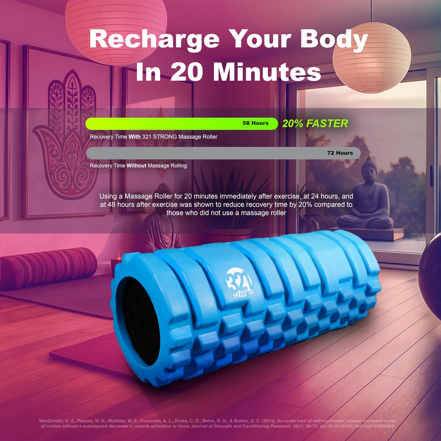 321 Strong Foam Roller - Medium Density Deep Tissue Massager for Muscle Massage and Myofascial Trigger Point Release, with 4K eBook - Aqua