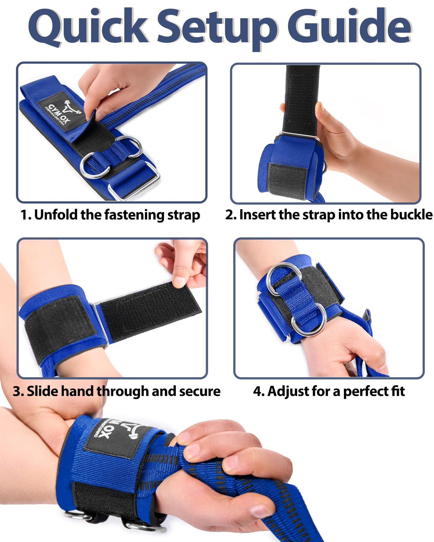 2-in-1 Weight Lifting Straps with D Ring, 7mm Neoprene Padded Wrist Support for Men & Women, Heavy Duty Gym Wrist Straps & Cable Machine Attachment for Gym, Powerlifting, Rows, Pull-ups (Blue)