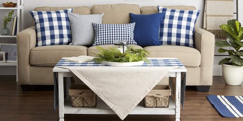 DII Throw Pillow Cover Collection Decorative Cotton Set, Navy, 12x20, 4 Count
