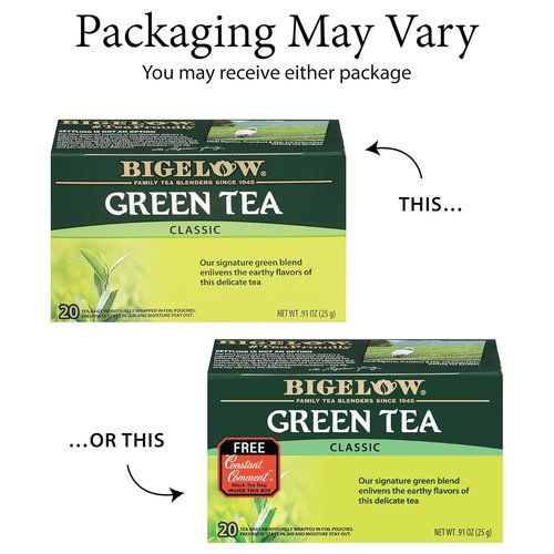 Bigelow Tea Classic Green Tea - Caffeinated, 20 Count Box | Pack of 6 for 120 Total Tea Bags