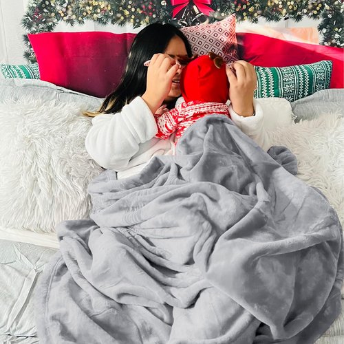 Bedsure GentleSoft Fleece Blanket - Lightweight Plush Cozy King Size in Light Grey, 102x96 Inches