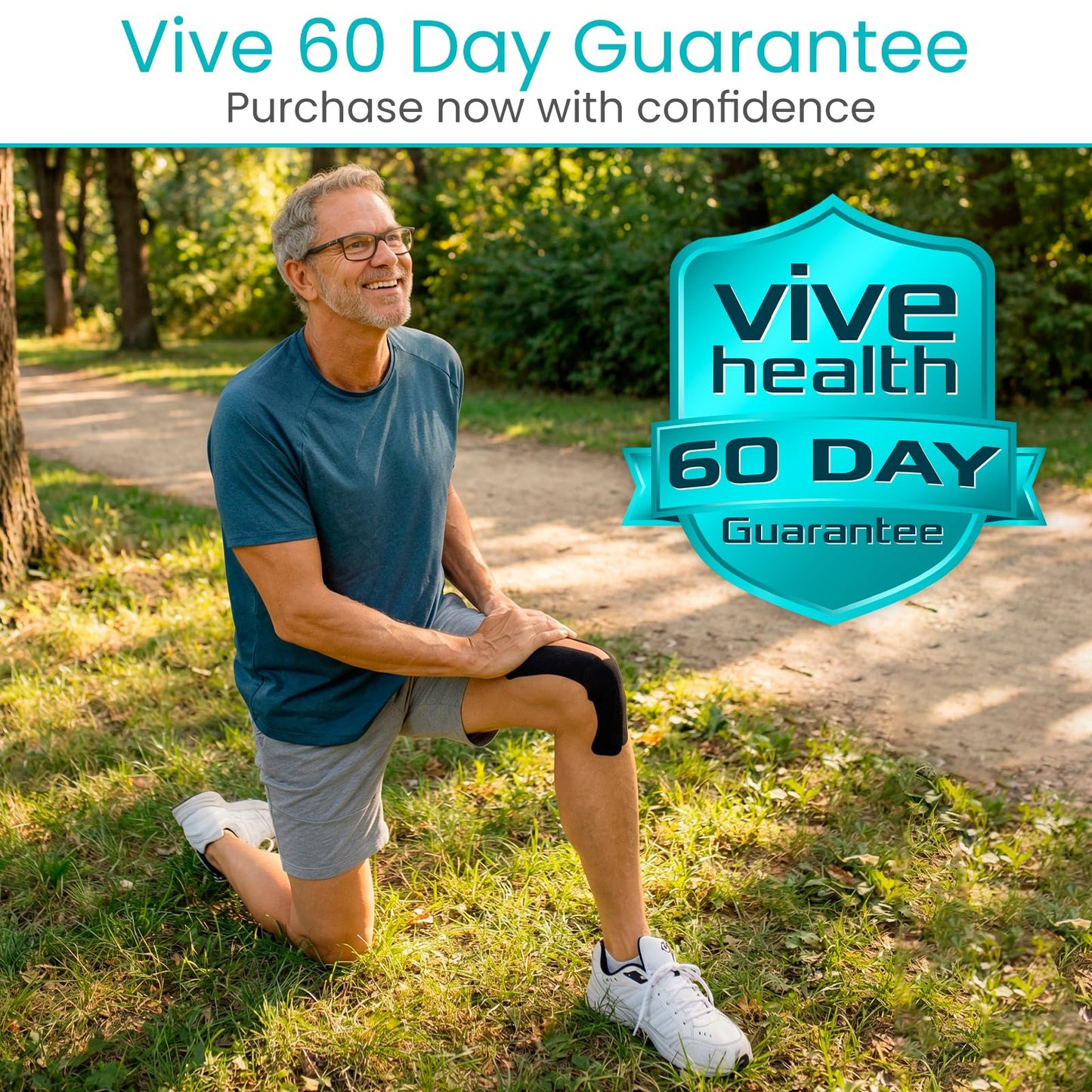 Vive K Tape Roll, Precut Strips (2" x 16 Feet) - Pro Kinesiology Tape - Athletic Sports Tape for Knee, Shoulder, Ankle & Muscle Pain Relief - Waterproof Kinetic Kinesio KTape Wrap