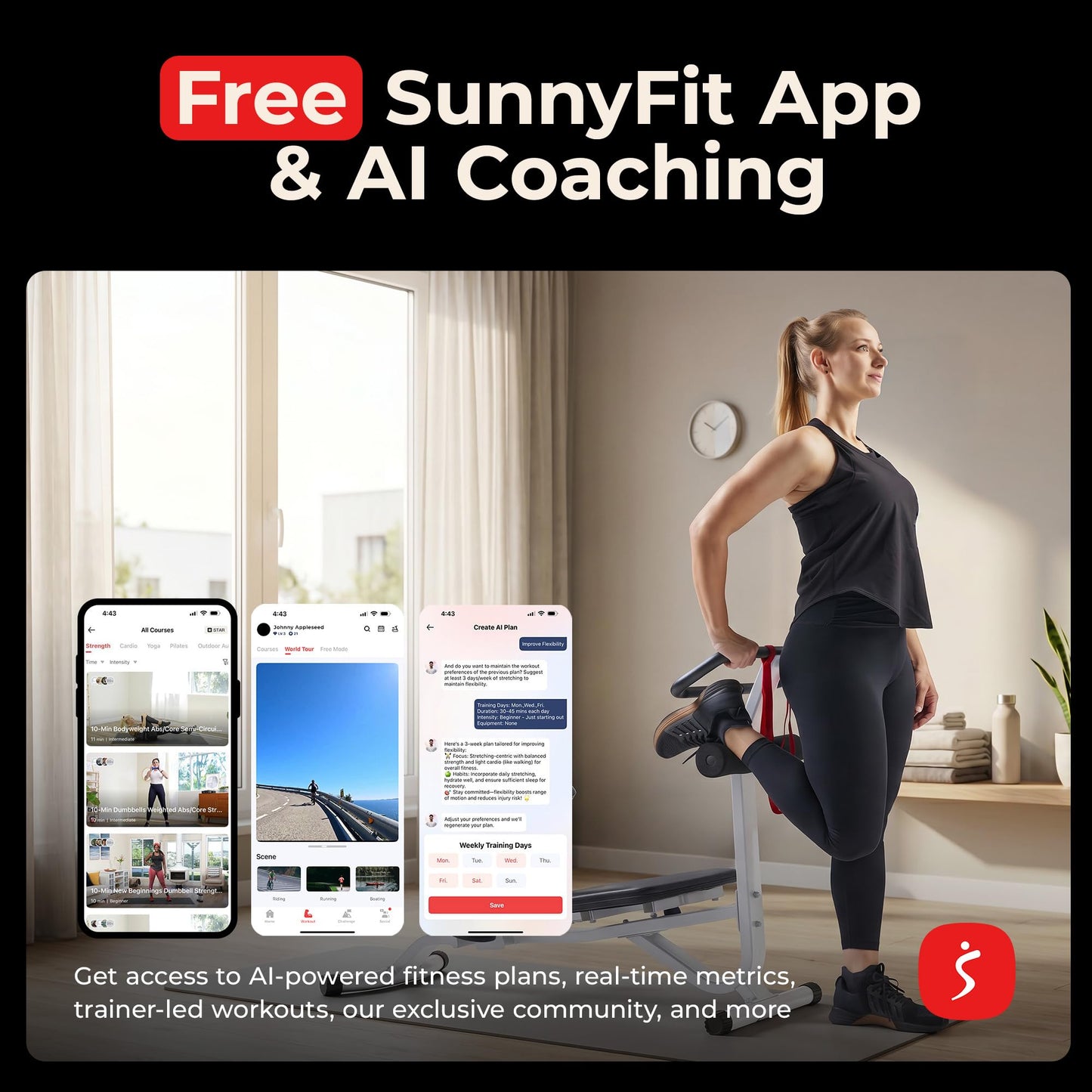 Sunny Health & Fitness Full Body Stretch Machine for Home, Back Stretcher & Flexibility Trainer with Pivoting Seat, Foam Rollers, Safety Straps & SunnyFit App - SF-BH621802