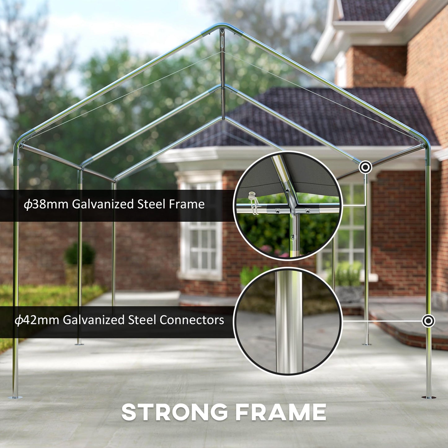 Outsunny 10'x20' Carport Outdoor Heavy Duty Party Tent Galvanized Car Canopy with Included Anchor Kit, 3 Reinforced Steel Cables, Gray