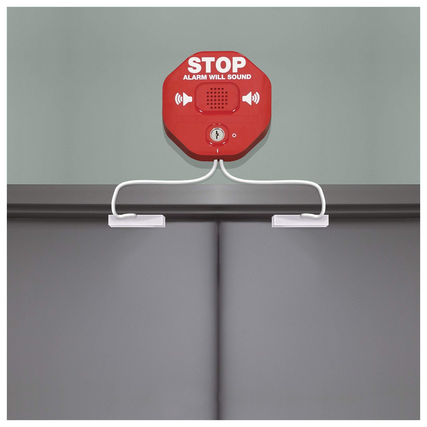 Safety Technology International, Inc. STI-6402 105 dB Exit Stopper® Multifunction Door Alarm for Double Doors with on/Off Switch and 9 Volt Battery, red