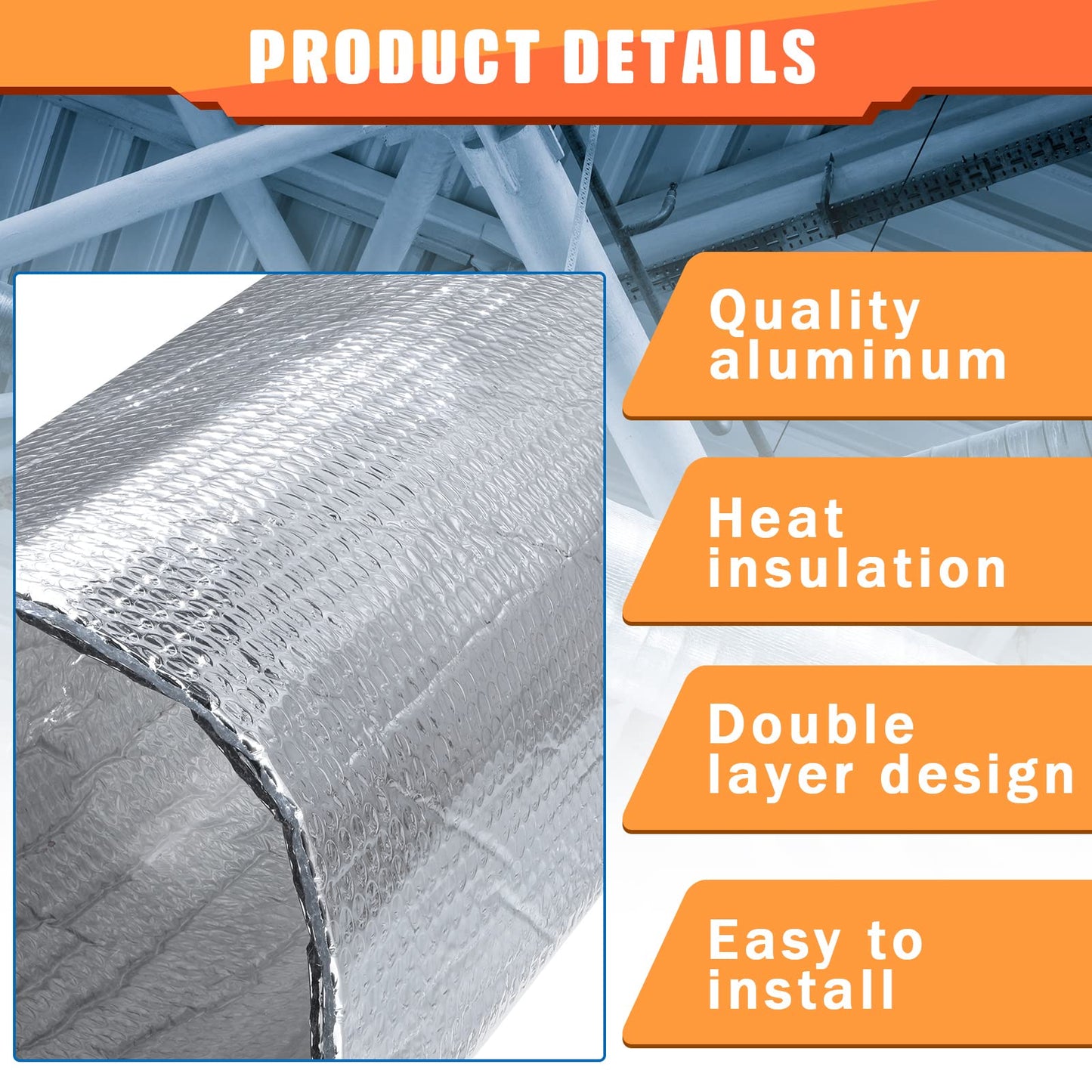 Gerrii 32 P Garage Door Insulation Kit Double Bubble Insulation Panels Reflective Aluminum Radiant Barrier Thermal Shield Winter Summer Barrier Sheets 100 Tape for Attic Garage Wall (24 x 48 Inch)