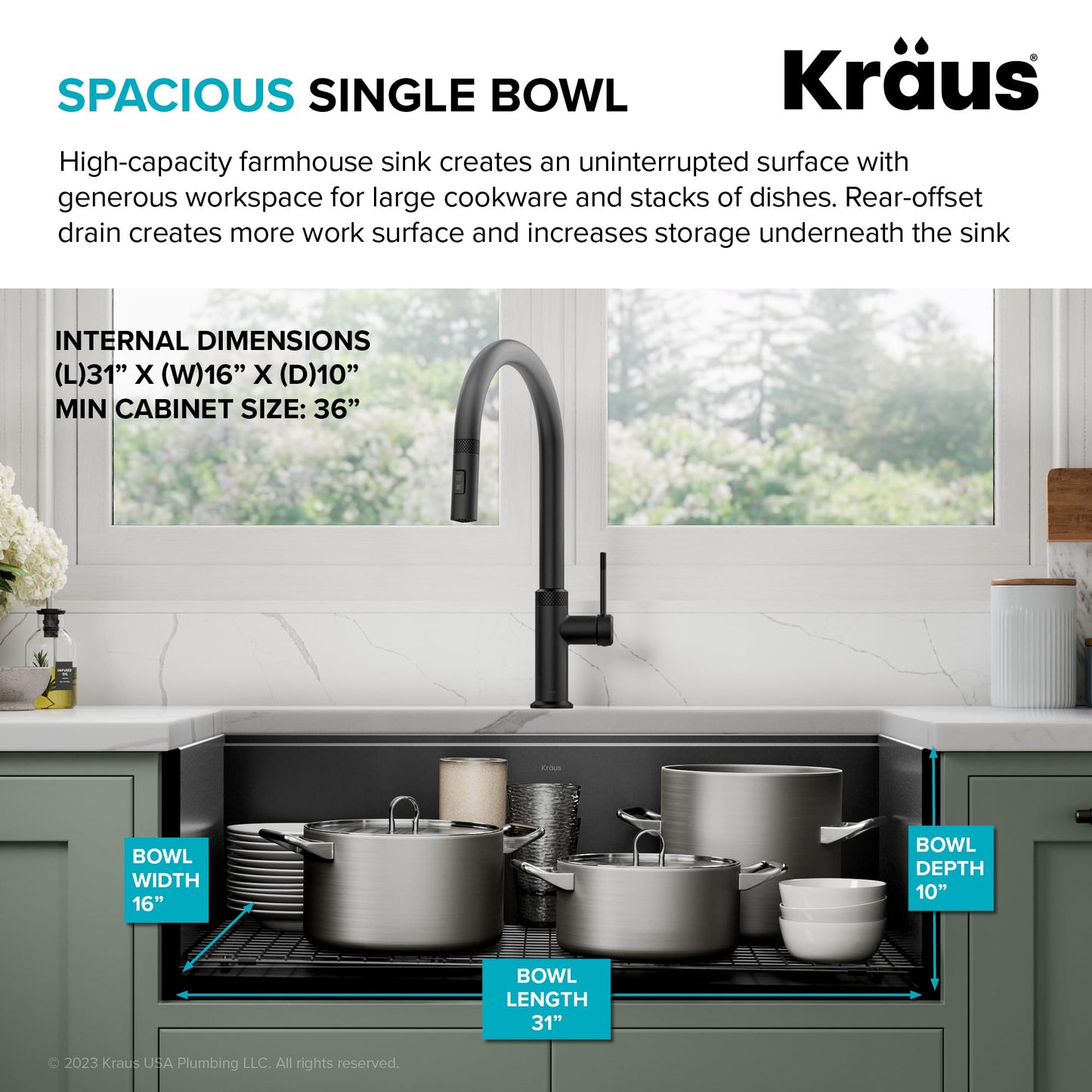 KRAUS Kore Workstation 33-inch Farmhouse Apron Front 16 Gauge Black Stainless Steel Single Bowl Kitchen Sink in PVD Gunmetal Finish with Accessories, KWF210-33/PGM