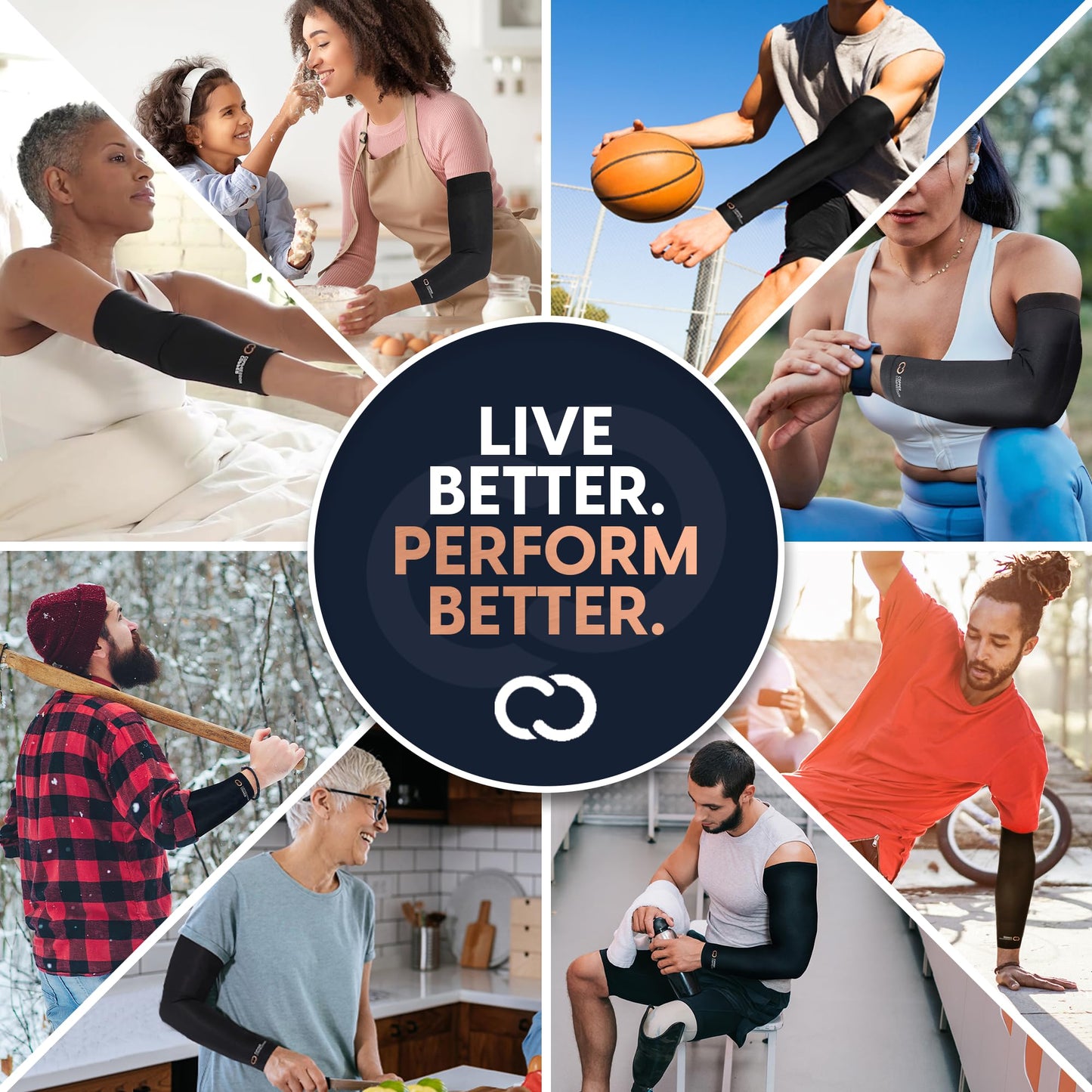 Copper Compression Arm Sleeve - Copper Infused Full Arm Brace for Forearm, Bicep, Triceps - Tennis Elbow, Basketball, Golf, Arthritis, Tendonitis, Bursitis, Post Surgery Rehab - Odor Resistant - Black - L