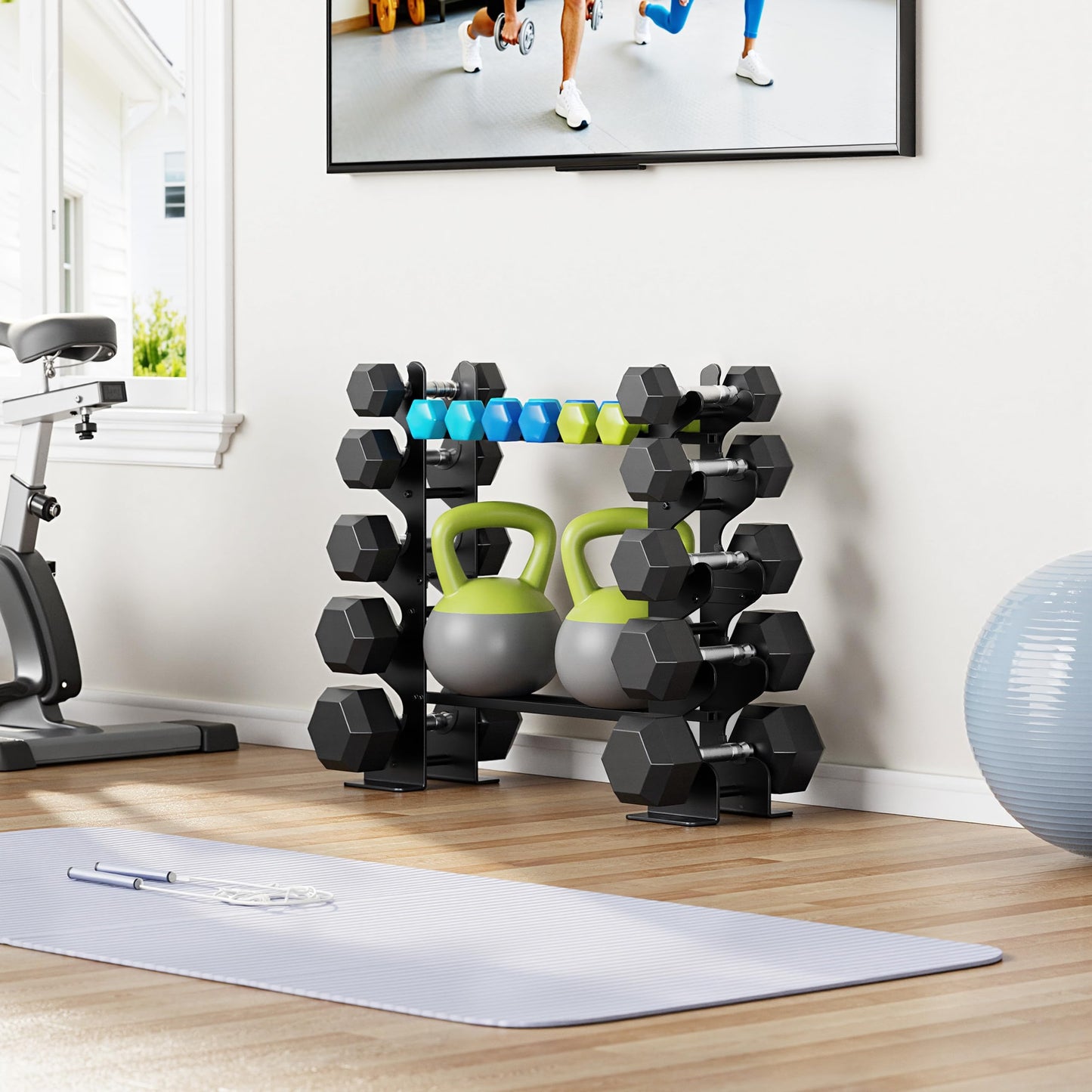 5-Tier Dumbbell Rack Stand for Home Gym: Rack Only Holder for Dumbbells, Free Weights, 500LB Capacity Heavy-Duty Compact Storage Organizer