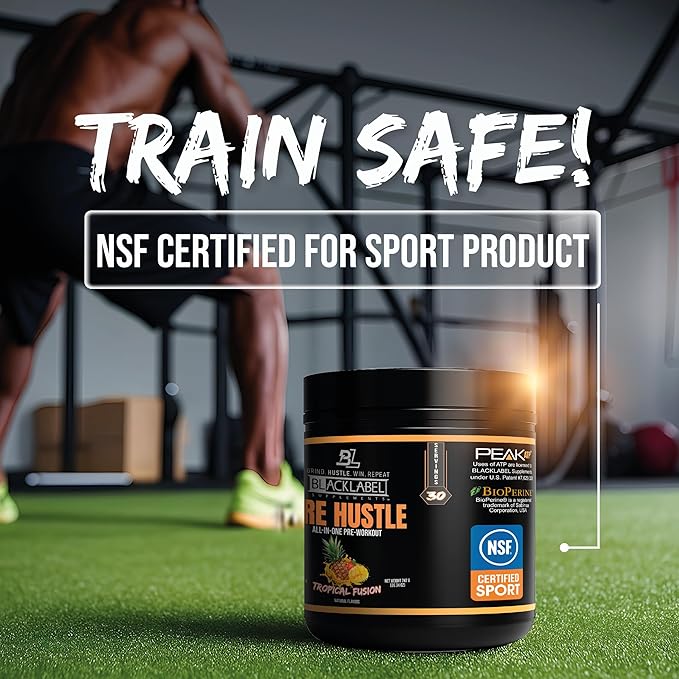BLACKLABEL Supplements PRE Hustle V3 Pre-Workout Powder ??NSF Certified for Sport ??Energy, Strength & Endurance Support ??Tropical Fusion Flavor ??with Creatine & Caffeine ??30 Servings