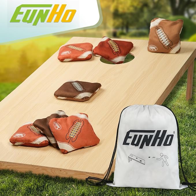 EunHo Dual Sided Cornhole Bags Regulation Set of 8 Professional Cornhole Bean Bags Slick and Stick for Tossing Game-All Weather