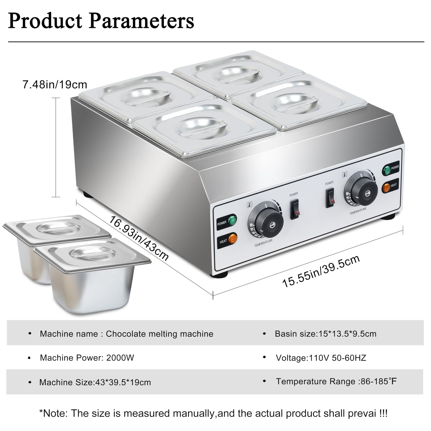 Chocolate Melting Pot 4-Tanks Commercial Chocolate Tempering Machine Chocolate Tempering Pot 2000W Electric Chocolate Melter Pot Chocolate Warmer for Milk Coffee Cheese