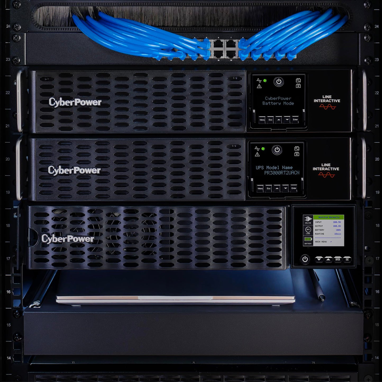 CyberPower PR3000RTXL2UACN Smart App Sinewave UPS System, 3000VA/3000W, 9 Outlets, 2U Rack/Tower, RMCARD205 Pre-Installed, EBM Option, Built-in Cloud Monitoring, UL Certified