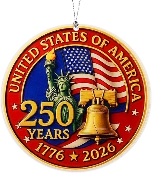250 Years of America Ornament - Liberty Bell Hanging Decor for July 4th | Patriotic Gift for Collectors