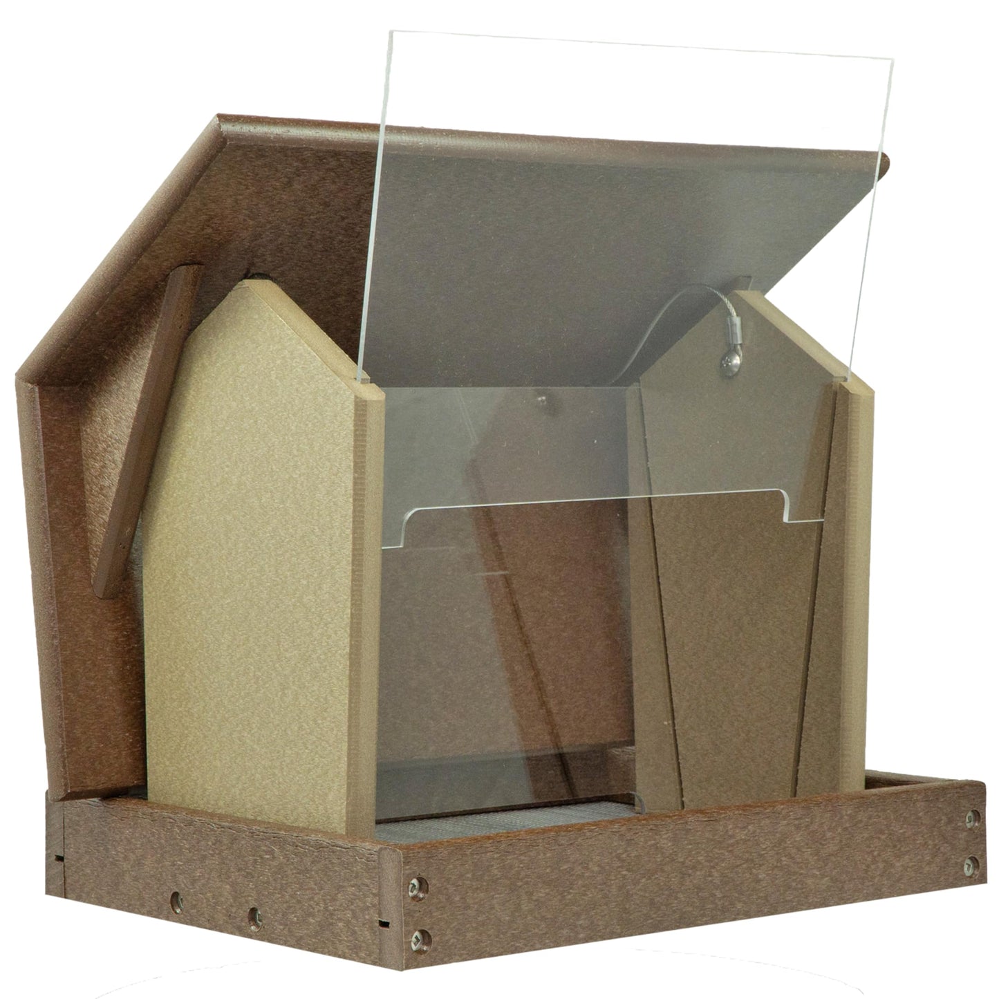 DutchCrafters Poly Hanging Hopper Bird Feeder, Large Hanging Bird Feeder for Outside, Outdoors - Amish American Made (Tudor Brown & Weatherwood)
