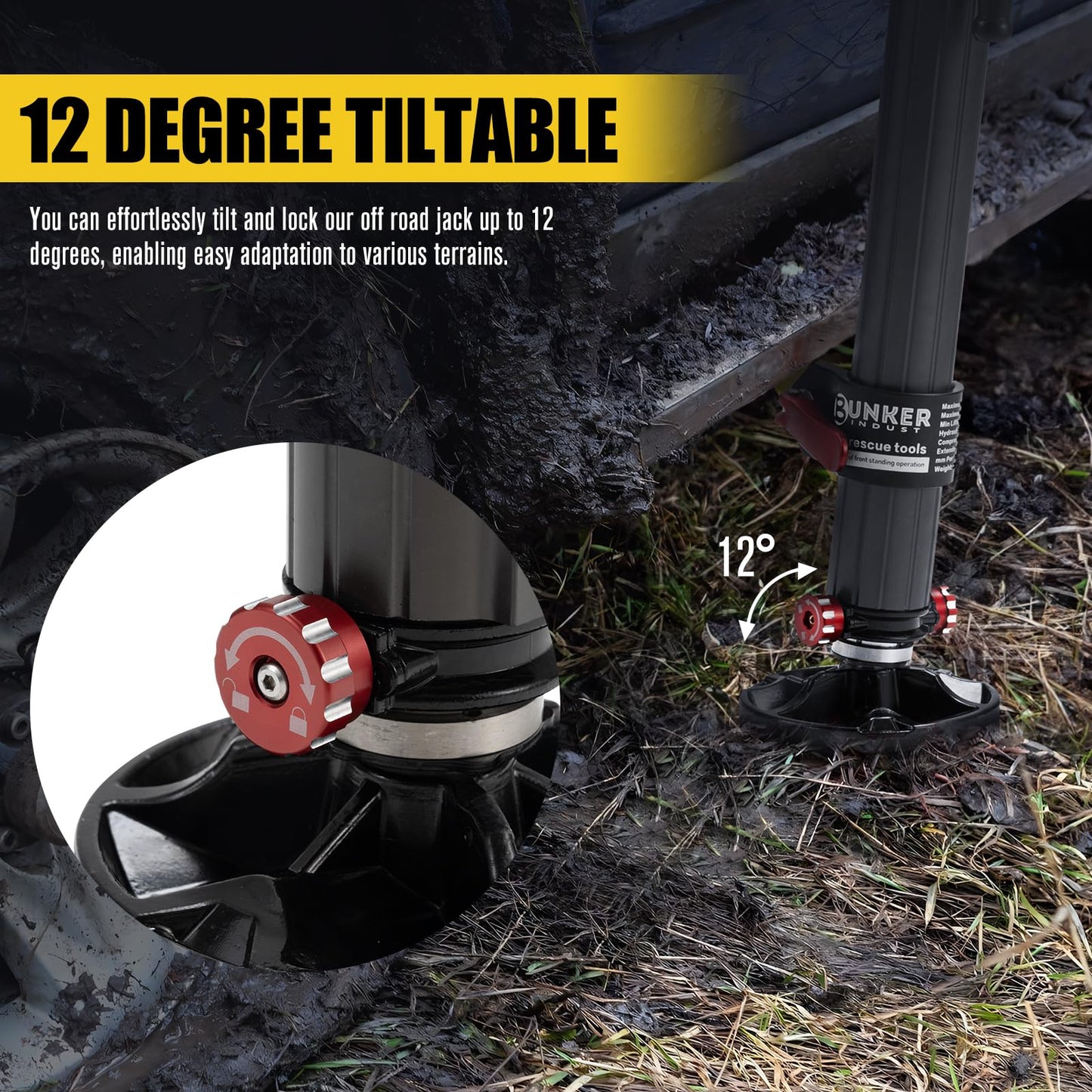 BUNKER INDUST Hydraulic Recovery Jack, Powerful Offroad Lift Farm Jack with Lift Mate Storage Bag, 4,409lbs Capacity