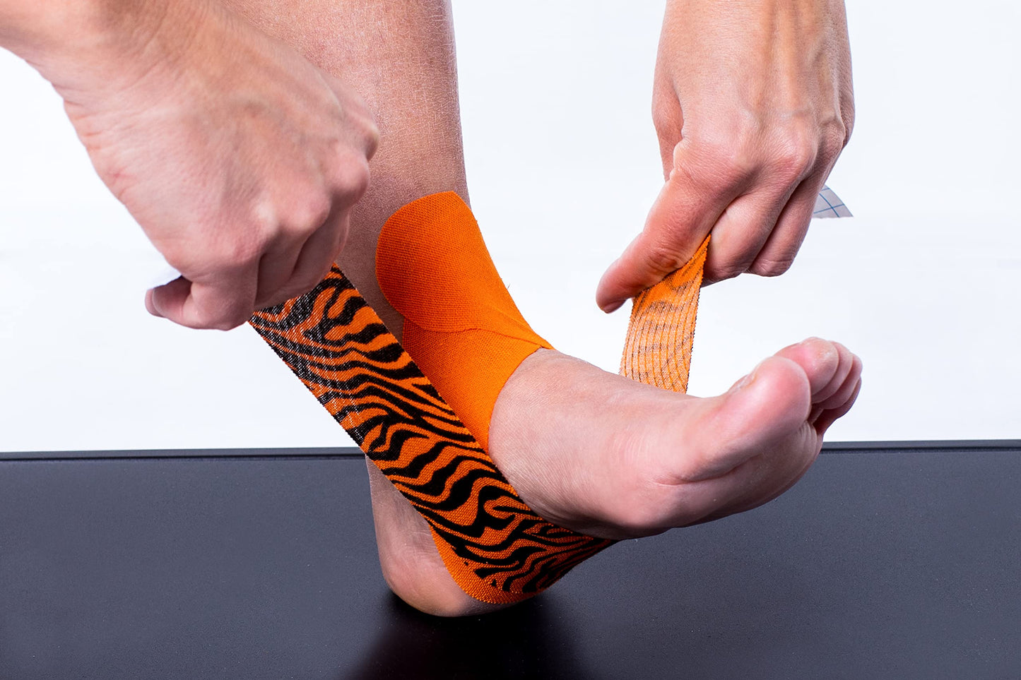 CureTape Art | Kinesiology Tape for Body Pain | Elastic Therapeutic | Waterproof Athletic | Long-Lasting Medical K (Orange,Black)