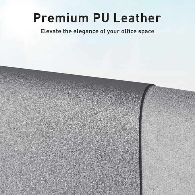 Aothia Faux Leather Desk Mat - Non-Slip PU Leather Desk Blotter, Waterproof Writing Surface, Large Desk Pad for Office & Home (Light Grey, 55" x 17")