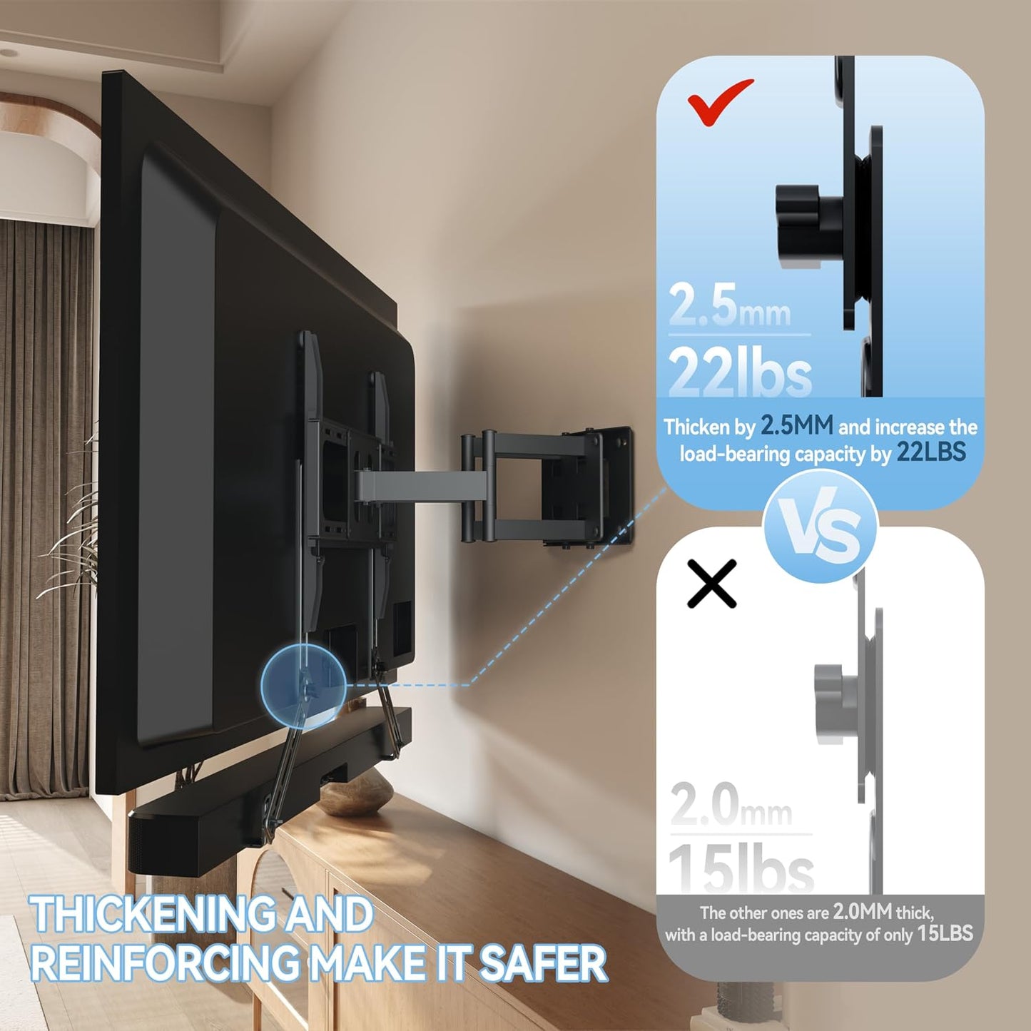 C YECEN Sound Bar Mounts Under TV or Above TV, Height & Depth Adjustable Soundbar Mountwith Detachable Extension Arms