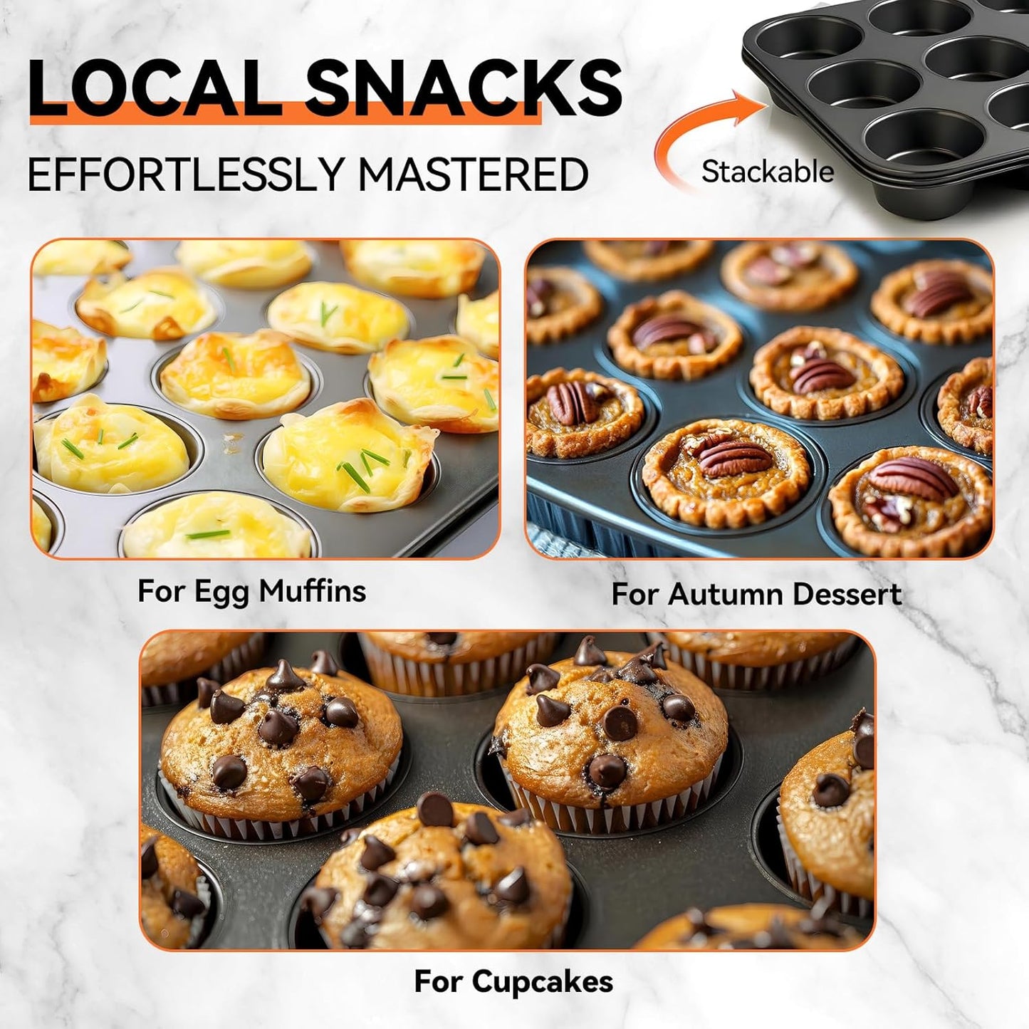 Yoehka Nonstick Muffin Pan Set - 2 Pack Standard 12-Cup Baking Tin for Perfect Cupcakes