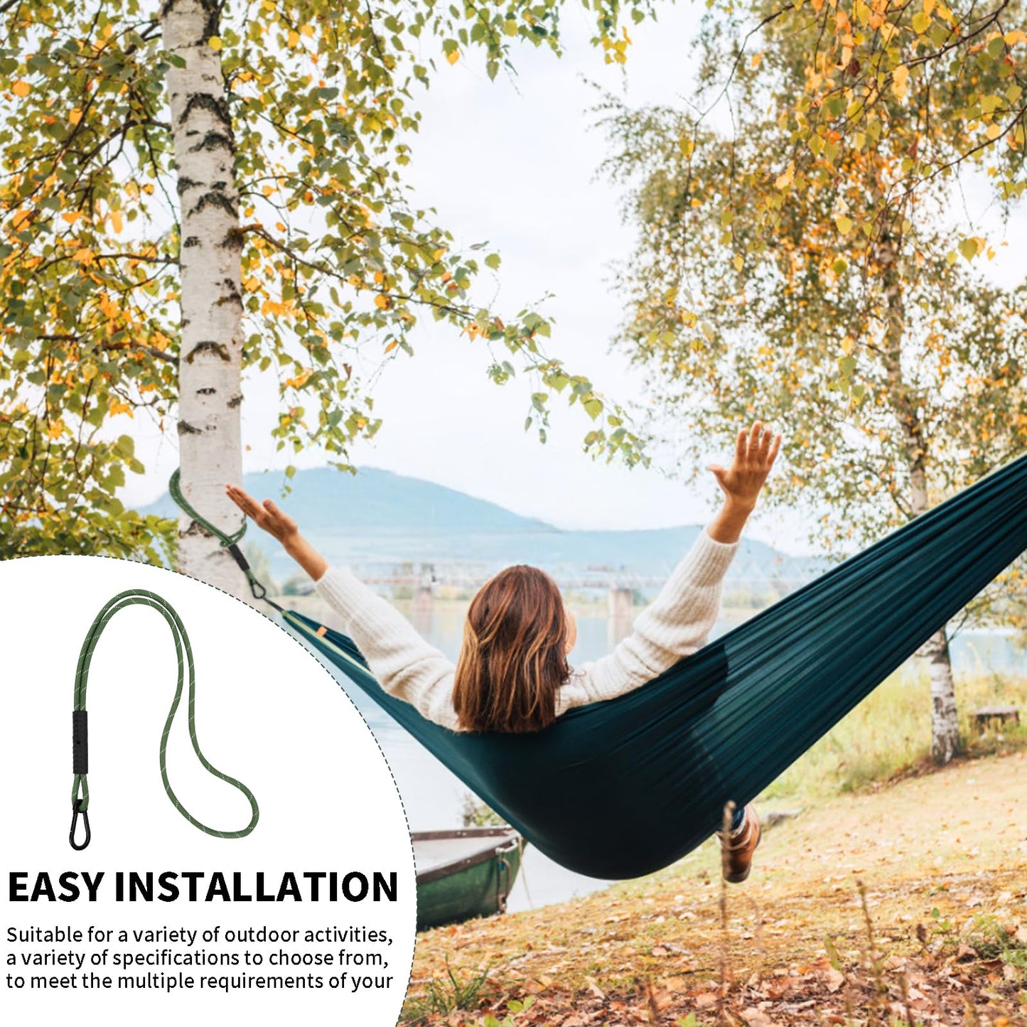 Heavy Duty Tree Swing Ropes, Hammock Tree Straps Hanging Kit, for Outdoor Swings Hammock Playground Set Accessories (1.75ft,21",Green,2Pack)