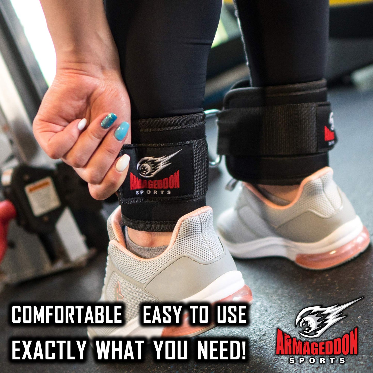 Pair of Quality Ankle Straps Double D-Rings for Cable Machines Attachment - Ankle Cuff for Leg Workout Equipment Exercise Machine - Ankle Cable Straps for Men and Women (BLACK)