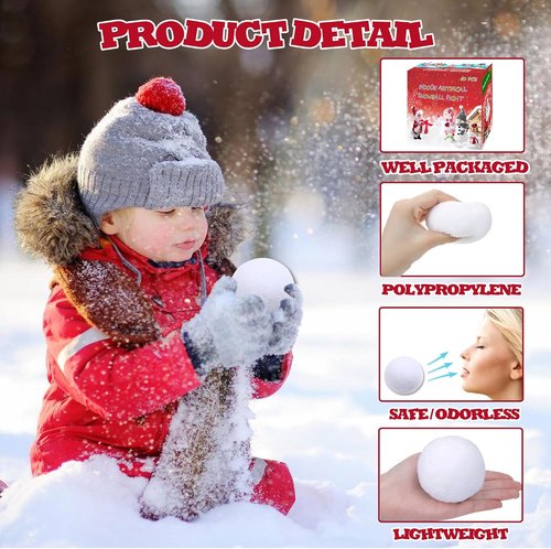 Fake Snowballs - 50 Pcs Soft Artificial Snowballs for Kids | Indoor & Outdoor Fun with Christmas Stickers