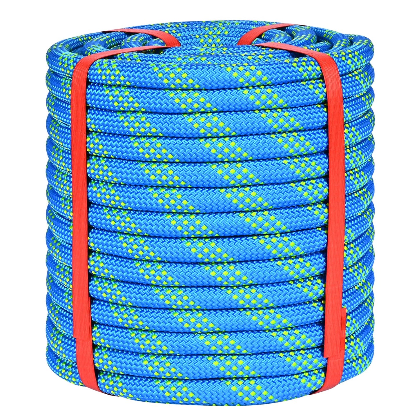 Lopevex 1/2 Inch Static Climbing Rope (100 Ft) - 9000lbs High Strength Arborist Bull Rope for Tree Work, Safety Rescue & Rigging - 48 Strand Core, Blue