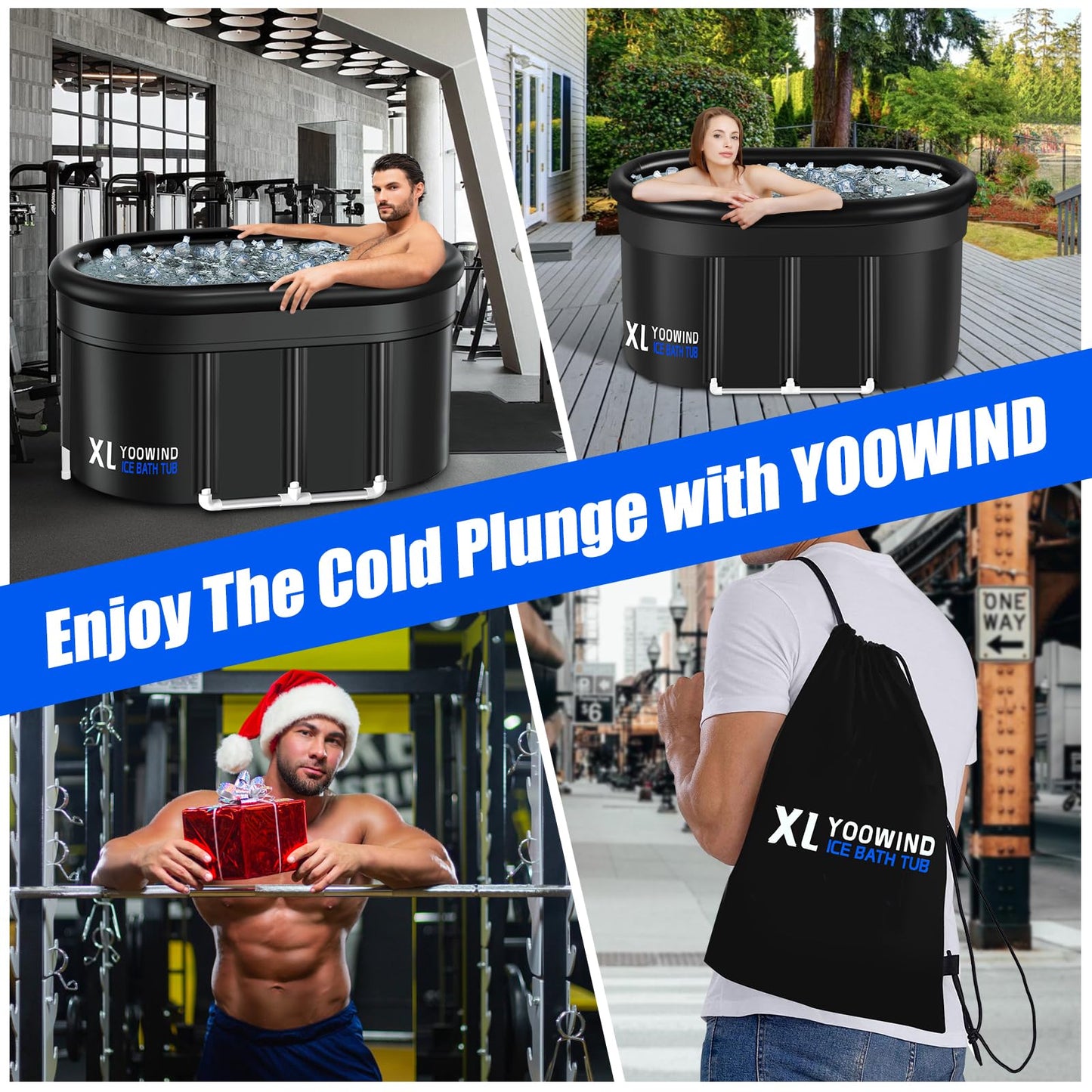 Upgrade XXL 150 Gal Cold Plunge Ice Bath Tub, Large Size for Athletes Up to 6'5'' Tall, Portable for Cold Water Therapy Recovery, Insulated Multi Layered Ice Bath Barrel for Indoor Outdoor Gym