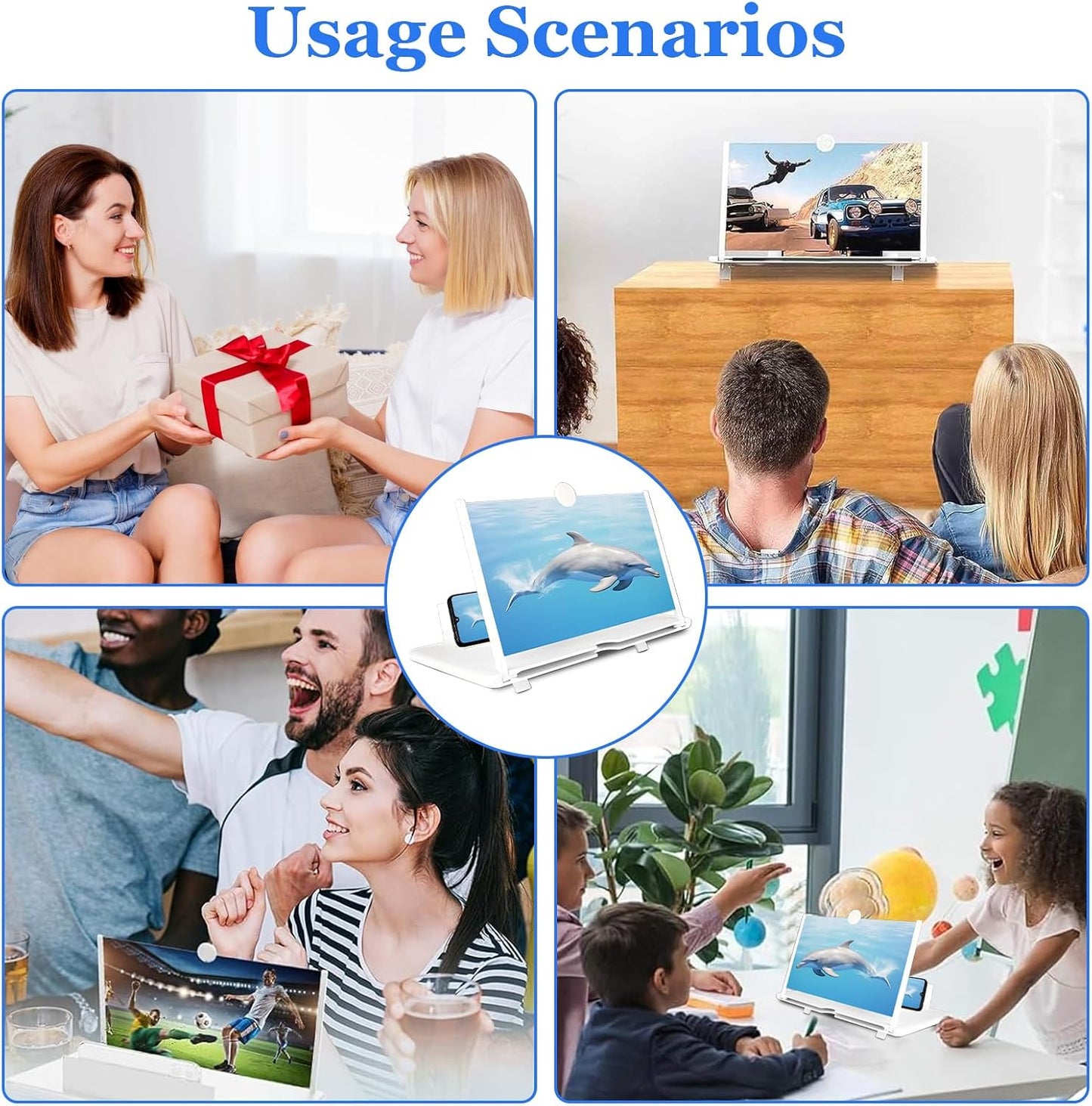 12" 3D 12inch) Screen Amplifier for Cell Phone, HD Amplifiers Projector Horizontal Screen Enlarger for Movies, Videos
