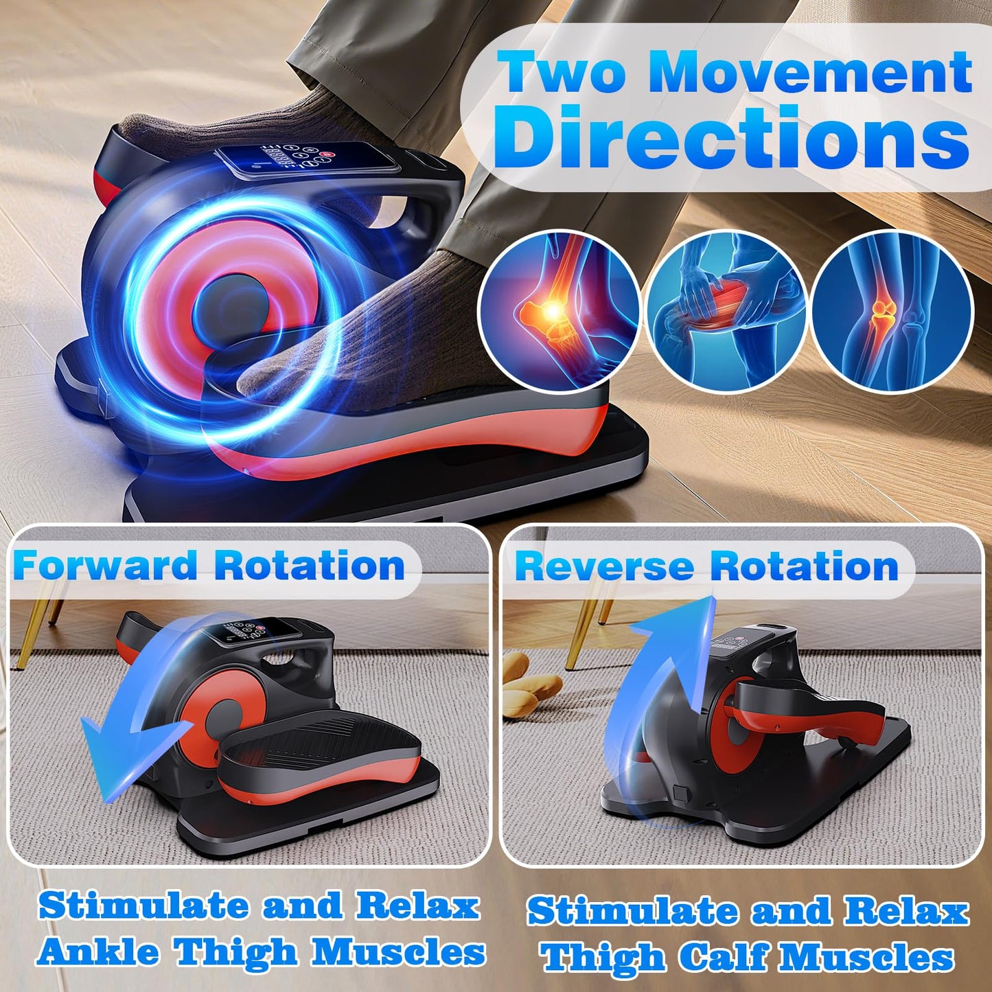 Under Desk Elliptical Machine, Electric Under-Desk Elliptical for Seniors - Mini Elliptical Exercise Equipment for Home with 12-Speed Touch Screen, Remote Control & Reversible Motion (Orange)