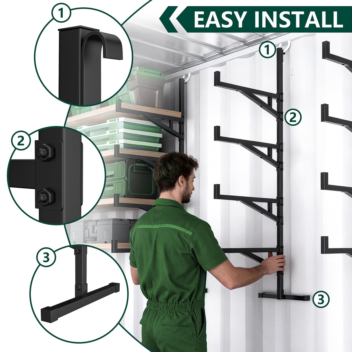 Shipping Container Shelving,Unlock Your Vertical Potential Steel Shelves,Ultimate Shipping Container Accessories for Secure Storage in Trucks & Warehouses(19.88" D x 7.48" W x 66.92" H)