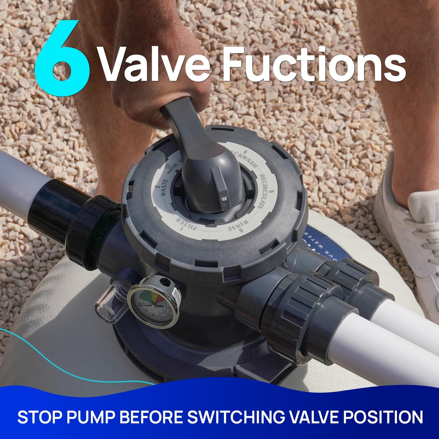 AQUASTRONG 18in Sand Filter Pump for Above Ground Pool with Timer, 220V, 1.5 HP, 8100 GPH Pool Pumps Above Ground for Pools Up to 28000 GAL, Pool Sand Filter with 6-Way Valve