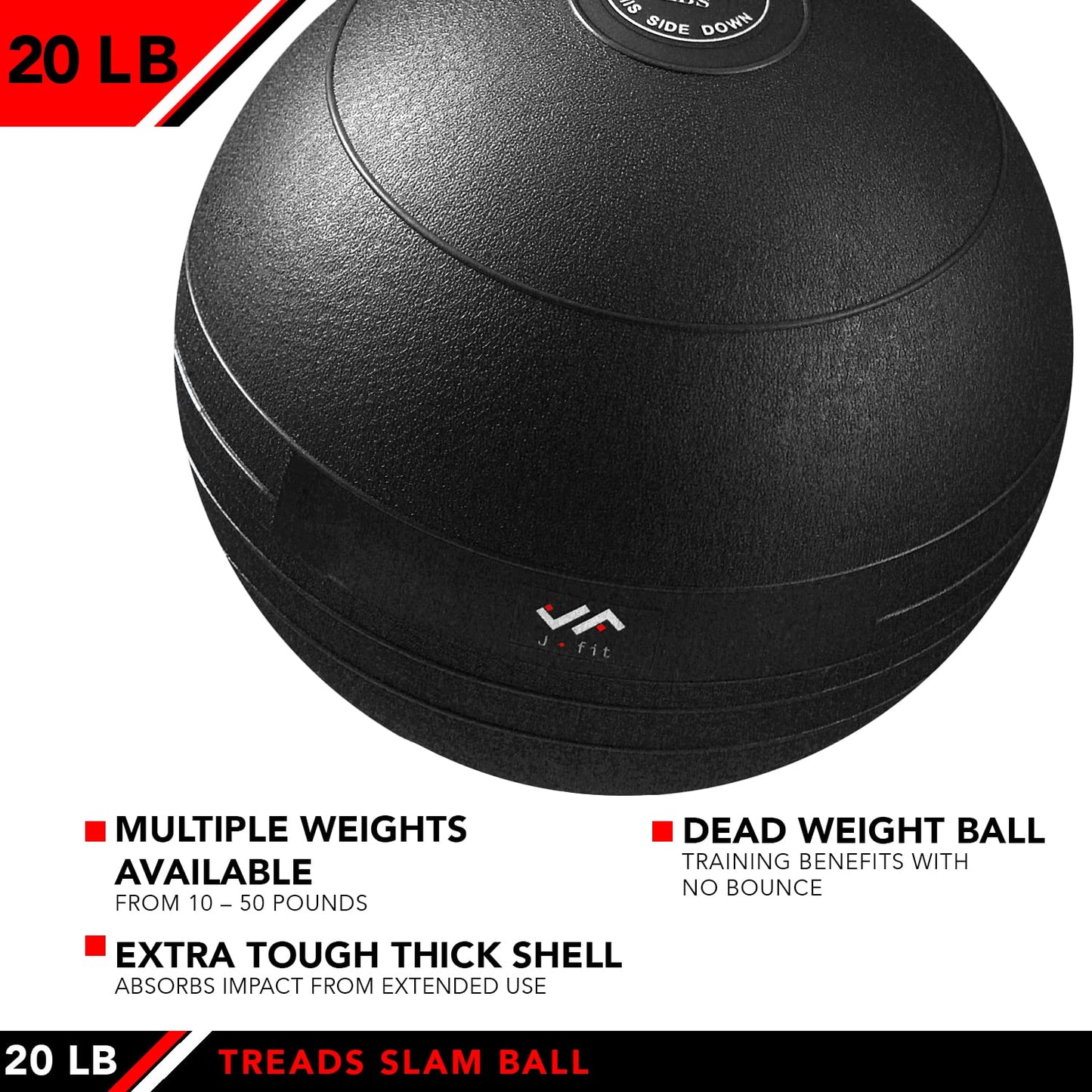 JFIT Slam Ball, Classic Black, 20 LB
