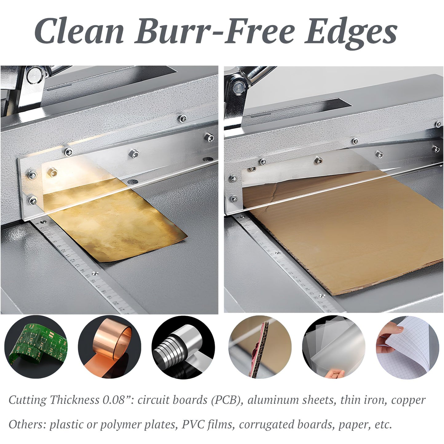 Manual Guillotine Sheet Metal Cutter, 12.4" Heavy Duty Sheet Metal Shears for Cutting Copper Aluminum PCB Board Circuit, Precise Clean Metalworking Cutter Machine with Safety Guard & Scale