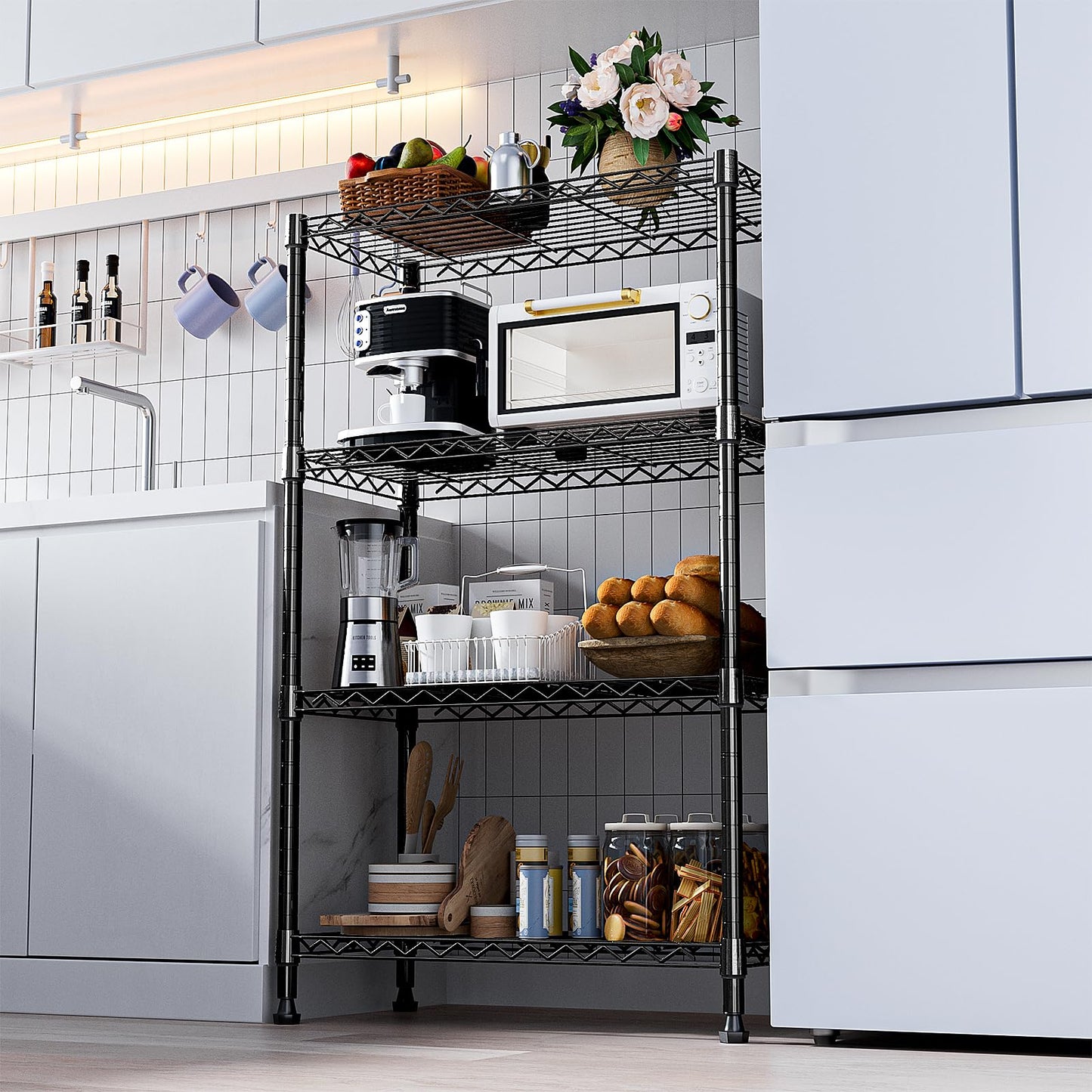 M MZG 1000 lbs Storage Shelving Steel Heavy Duty 4-Tier Utility Shelving Unit Steel Organizer Wire Rack for Home,Kitchen,Office (13.7" D x 29.5" W x 47.2" H)