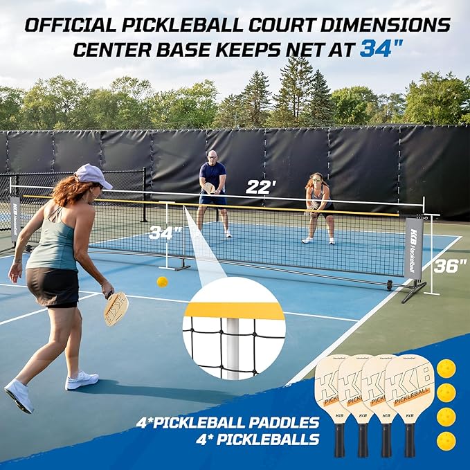 Haokelball Badminton Volleyball Pickleball Net Set, 22FT Portable All-in-One Nets System for Outdoor Beach Indoor with Adjustable Height, Includes Balls Rackets Pump Carry Bag