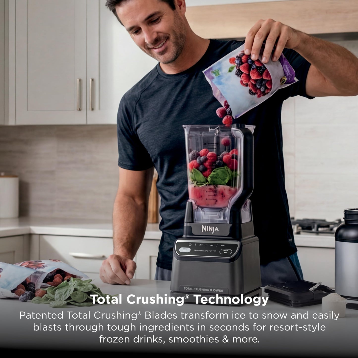 Ninja Professional Blender 2.0 | Smoothie Maker, Drink Mixer, Grinder, Ice Crusher | Total Crushing Technology, Auto-iQ Program, 1200W Power, XL 72-oz. Pitcher | Dark Grey | BR201AMZ