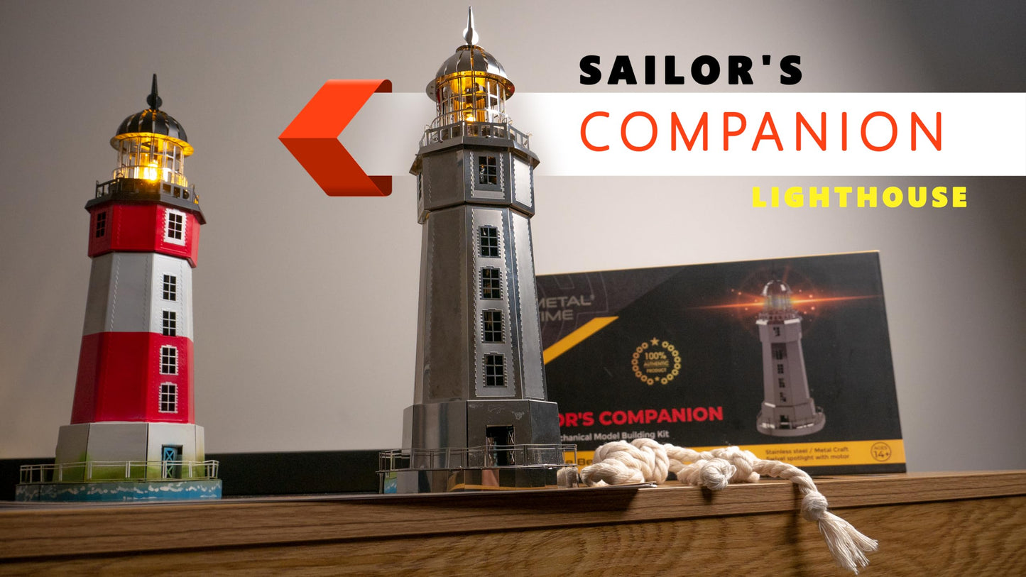 METAL-TIME 3D Architecture Metal Model Electrical Lighthouse DIY Construction Kit | Lighted Kit Assembly & Disassembly | Stainless Steel Improve Thinking 3D Puzzles Sailors Companion