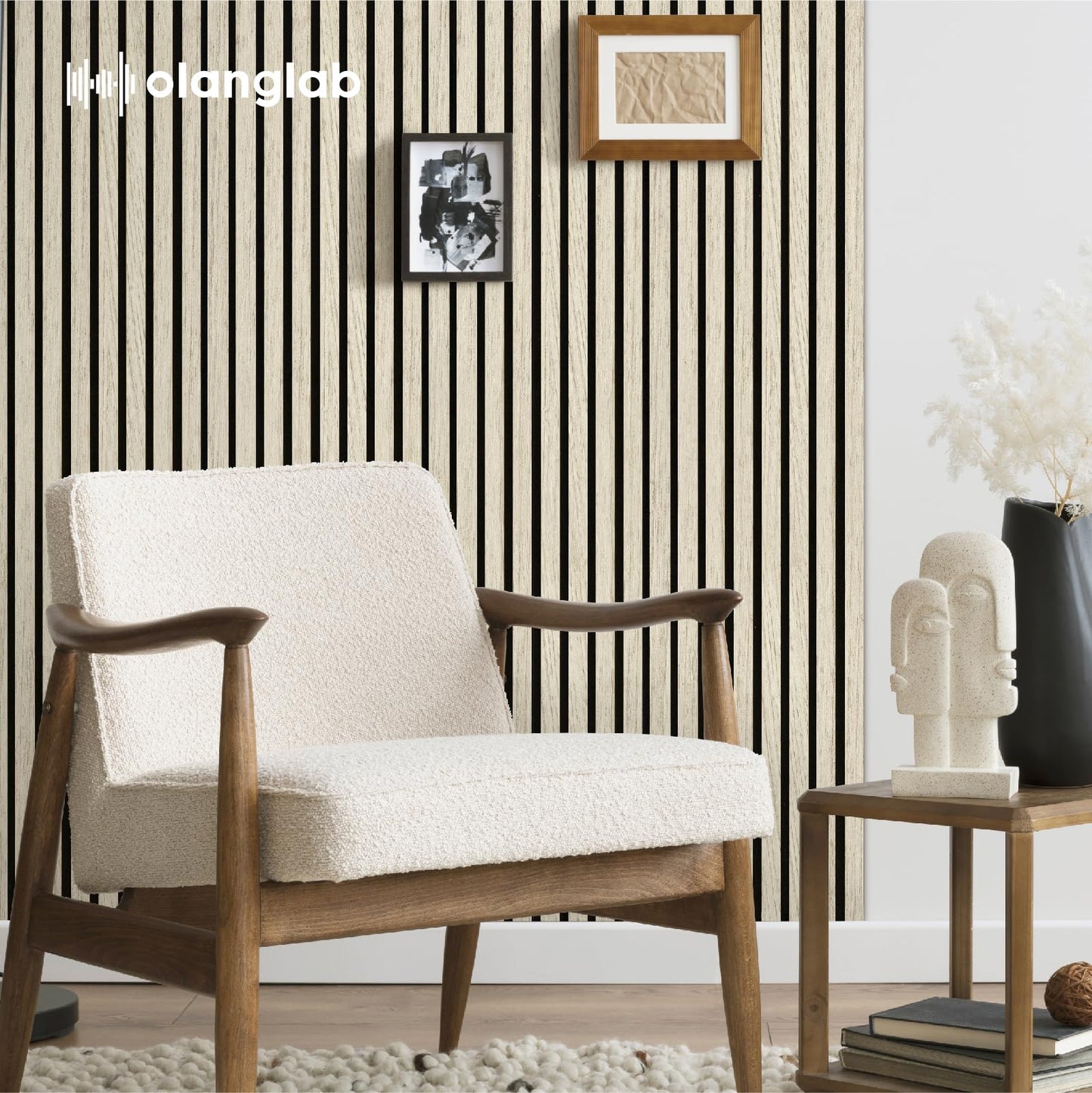 Olanglab Wood Wall Panels 4 Pack, Wood Slat Acoustic Wall Panels, 94.5"x12.6" Each 3D Wall Panels for Interior Wall Decor (Light Oak-Extendo Trio)