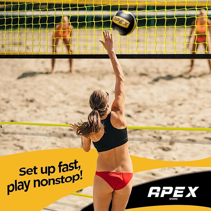 Volleyball Net Training – 12' Wide, Portable Adjustable Height 7.4' to 8' – Includes Ground Stakes, Carry Bag – Indoor & Outdoor Use, Designed by Pro Athletes for Peak Performance