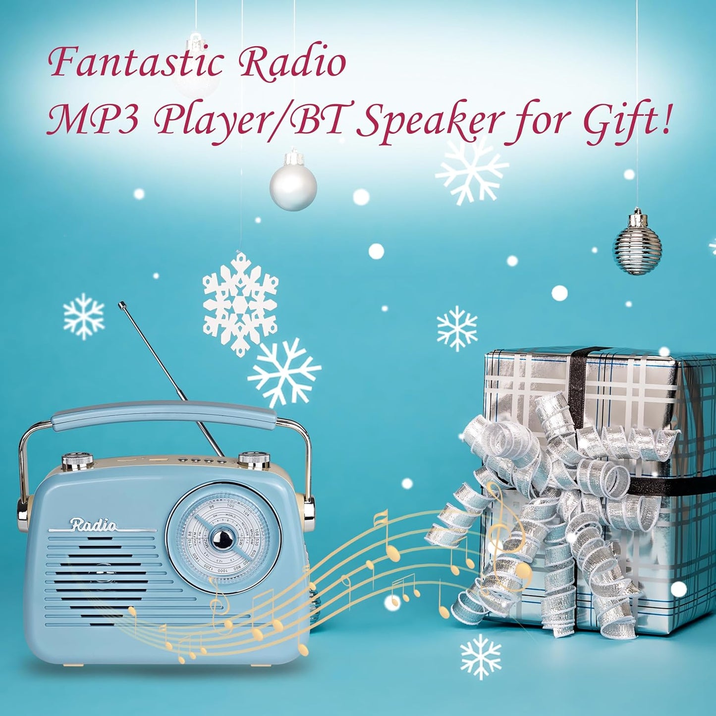 WENPZERAY 4 5W Portable AM FM Shortwave Vintage Radio Multifunctional Bluetooth Speaker Power Options Speaker TWS