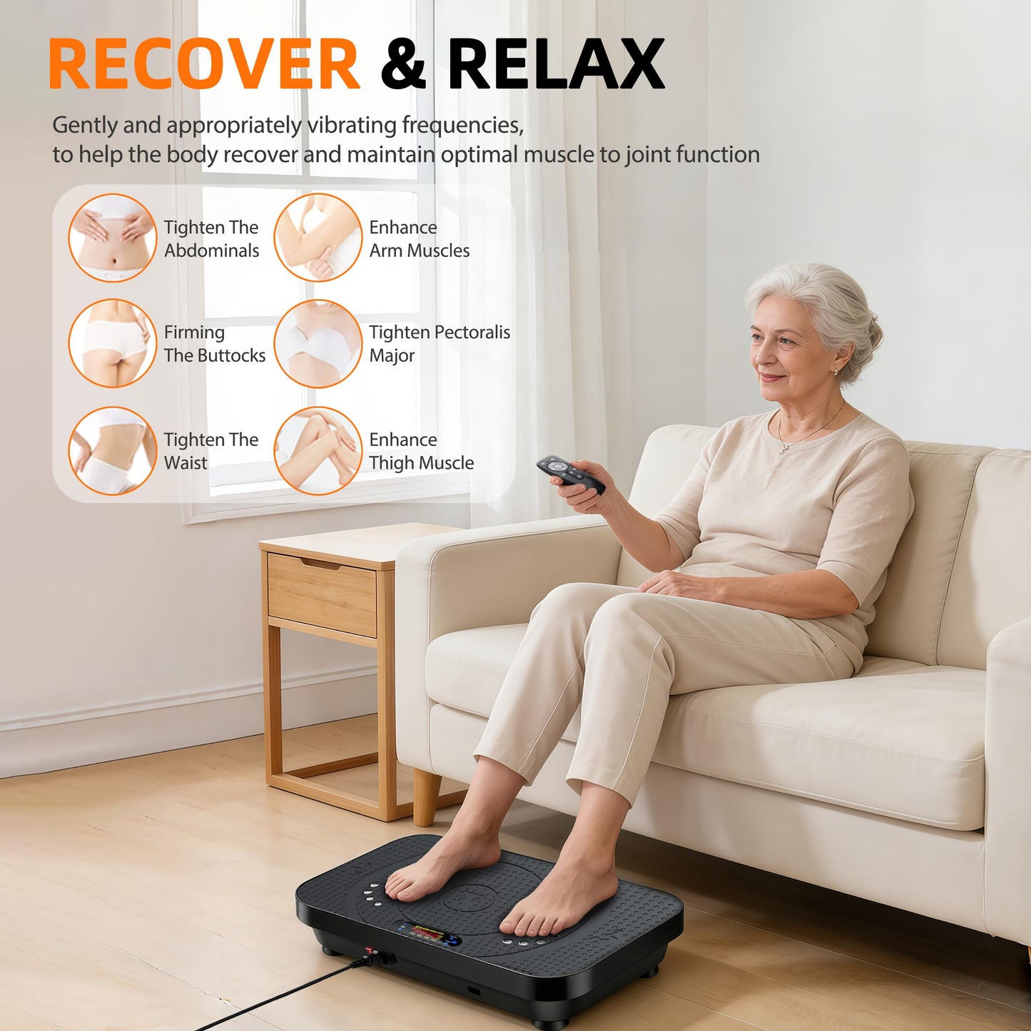 PBYRD Vibration Plate Exercise Machine -Full Body Shaker with Auto Mode, Acupressure Massage & Silicone Pedal, for Lymphatic Drainage, Weight Loss & Fat Burning, Home Fitness Equipment for Woman & Men