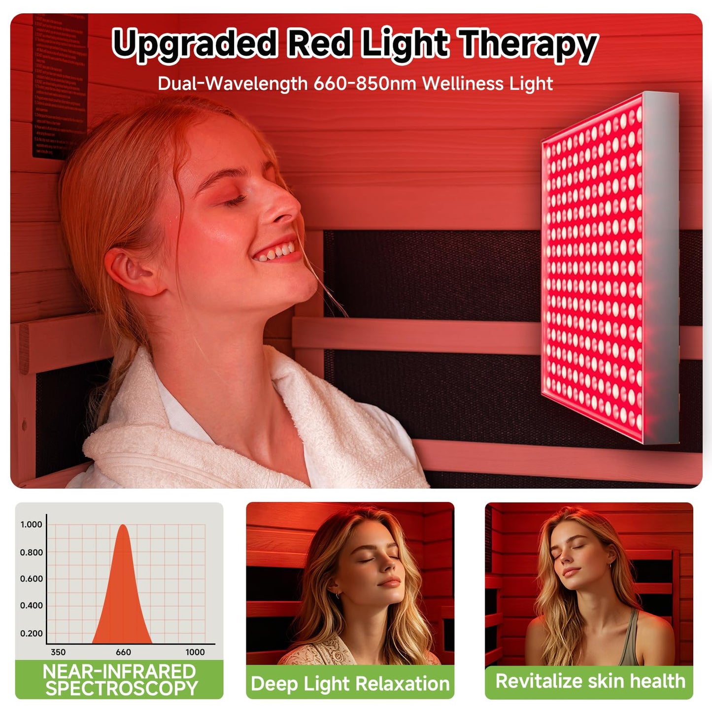 Real Relax Infrared Sauna with 660 & 850nm Red Light Therapy, Full Spectrum Sauna with 7 Heater, 1290w 120v, Fast Heat-Up, 1 Person Canadian Hemlock Wood Dry Sauna for Indoor, Home Gym, 31.5*30.3*67"