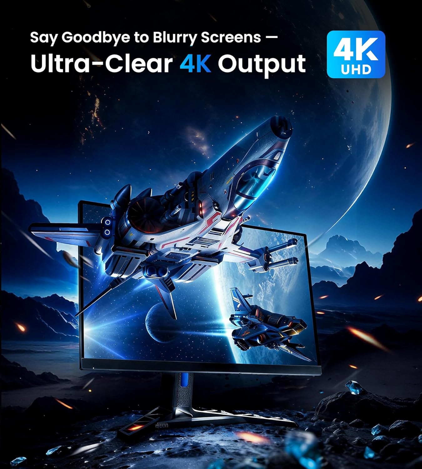 Happfeel 1 4 1x4 5V 4K@30Hz, 1080P@120Hz, 3D, HDMI Splitter in Out Mirror Display Only, Powered HDMI Video Splitter