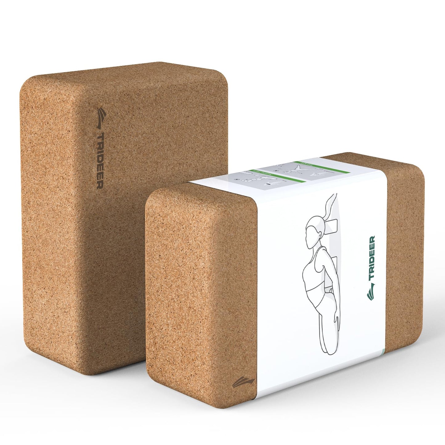 Trideer Cork Yoga Blocks, 2 Pack Yoga Blocks Natural Cork, High Density Yoga Block with Non Slip Surface, Eco-Friendly Yoga Accessories for Women, Ideal for Yoga, Pilates, Stretching