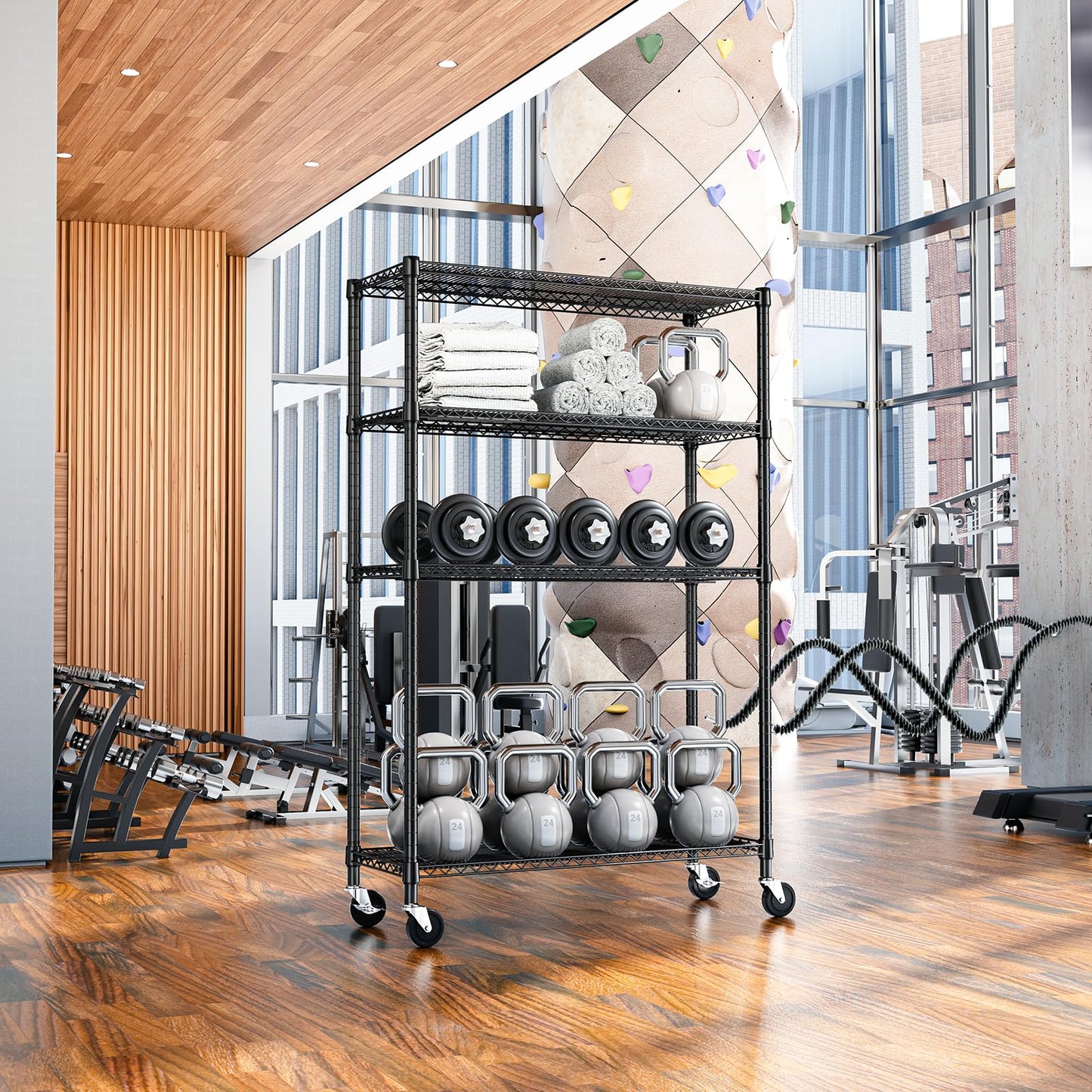 IZEUK Heavy Duty Garage Shelving, 4 Tier Wide Metal Storage Shelf Rack, Adjustable Utility Organizer for Basement, Warehouse, Garage, Black, 23.6" D x 53.1" W x 73.6" H