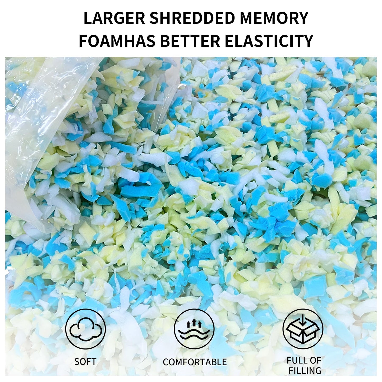 HONEHO 40lbs Shredded Memory Foam Bean Bag Filler, Soft and Convenient Bean Bag Filling Pillow Stuffing for Beanbag, Couch, Cushion, Stuffed Animals, Dog Bed, Arts Crafts