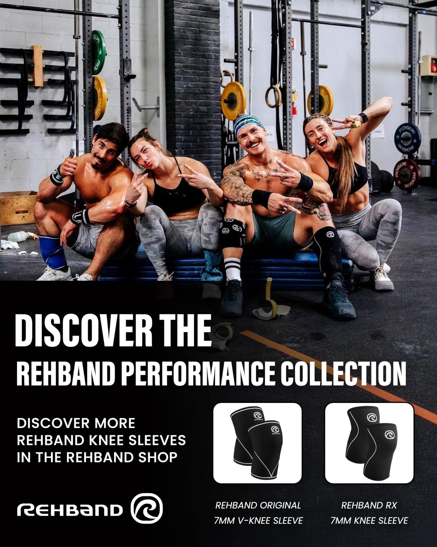 Rehband 5mm Knee Sleeves for Functional Training, Cross-Training & Powerlifting, Weightlifting Knee Support made of Neoprene, Unisex, Colour:Carbon/Black - 1 Pair, Size:Large