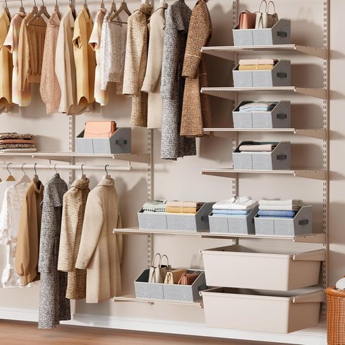 Homsorout Storage Bins - Large Trapezoid Closet Organizers with Handles | 6-Pack Light Gray Fabric Baskets